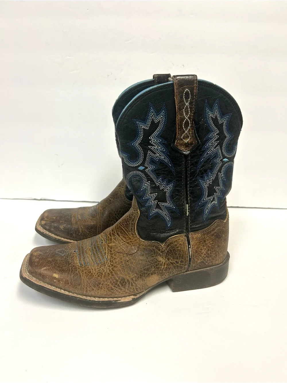 Ariat Tombstone Western Boot Youth Kids Size 3.5 Earth Brown Leather Square Toe
